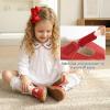 image:imageSTQ Wide Toe Box Toddler Mary Jane Dress Shoes Zero Drop Girls Ballet Flats for Party School Uniform Shoe with Hook and Loops Black Infant 4Red