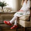 image:imageSTQ Wide Toe Box Toddler Mary Jane Dress Shoes Zero Drop Girls Ballet Flats for Party School Uniform Shoe with Hook and Loops Black Infant 4Red
