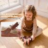 image:imageSTQ Toddler Girls Dress Shoes Wide Toe Box Mary Jane Flats Zero Drop T Strap Ballet Wedding Flower Uniform School Shoe with NonSlipBrown