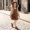 image:imageSTQ Toddler Girls Dress Shoes Wide Toe Box Mary Jane Flats Zero Drop T Strap Ballet Wedding Flower Uniform School Shoe with NonSlipBrown