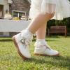 image:imageSTQ Toddler Girls Dress Shoes Wide Toe Box Mary Jane Flats Zero Drop T Strap Ballet Wedding Flower Uniform School Shoe with NonSlipWhite