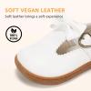 image:imageSTQ Toddler Girls Dress Shoes Wide Toe Box Mary Jane Flats Zero Drop T Strap Ballet Wedding Flower Uniform School Shoe with NonSlipWhite