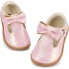 image:imageSTQ Toddler Girls Dress Shoes Wide Toe Box Mary Jane Flats Zero Drop T Strap Ballet Wedding Flower Uniform School Shoe with NonSlipPink