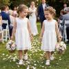 image:imageSTQ Toddler Girls Sandals Wide Toe Box Summer Mary Jane Flower Girl Shoes Comfortable Dress Flats for Wedding Church Party White Little Kids Size 10