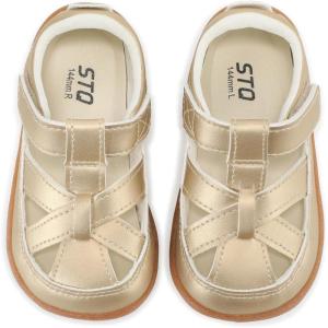 image:imageSTQ Toddler Boy Girl Sandals Wide Toe Box Mary Jane Dress Shoes for Party School Uniform Summer Flower Girls ShoesGold
