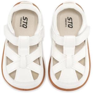 image:imageSTQ Toddler Boy Girl Sandals Wide Toe Box Mary Jane Dress Shoes for Party School Uniform Summer Flower Girls ShoesWhite