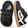 image:imageSTQ Toddler Girls Sneaker Wide Toe Box Non Slip Barefoot Shoe Comfortable Walking Shoes with Hook and Loop Graphite Black Toddler 8