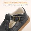 image:imageSTQ Wide Toe Box Toddler Mary Jane Dress Shoes Zero Drop Girls Ballet Flats for Party School Uniform with Hook and LoopsBlack
