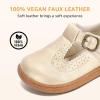 image:imageSTQ Wide Toe Box Toddler Mary Jane Dress Shoes Zero Drop Girls Ballet Flats for Party School Uniform with Hook and LoopsGold