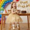 image:imageSTQ Wide Toe Box Toddler Mary Jane Dress Shoes Zero Drop Girls Ballet Flats for Party School Uniform with Hook and LoopsGold