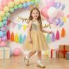 image:imageSTQ Wide Toe Box Toddler Mary Jane Dress Shoes Zero Drop Girls Ballet Flats for Party School Uniform with Hook and LoopsGold