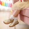 image:imageSTQ Wide Toe Box Toddler Mary Jane Dress Shoes Zero Drop Girls Ballet Flats for Party School Uniform with Hook and LoopsGold