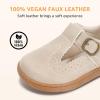 image:imageSTQ Wide Toe Box Toddler Mary Jane Dress Shoes Zero Drop Girls Ballet Flats for Party School Uniform with Hook and LoopsSand
