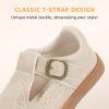 image:imageSTQ Wide Toe Box Toddler Mary Jane Dress Shoes Zero Drop Girls Ballet Flats for Party School Uniform with Hook and LoopsSand