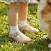 image:imageSTQ Wide Toe Box Toddler Mary Jane Dress Shoes Zero Drop Girls Ballet Flats for Party School Uniform with Hook and LoopsSand