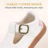 image:imageSTQ Wide Toe Box Toddler Mary Jane Dress Shoes Zero Drop Girls Ballet Flats for Party School Uniform with Hook and LoopsWhite