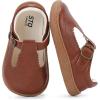 image:imageSTQ Wide Toe Box Toddler Mary Jane Dress Shoes Zero Drop Girls Ballet Flats for Party School Uniform with Hook and LoopsBrown