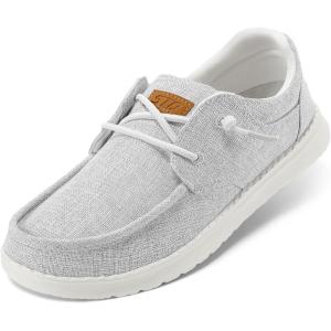 image:imageSTQ Womens Lace up Loafers  Orthopedic Comfort Boat Shoes with Arch Support for Plantar Fasciitis Relief Slip on Casual Business Lightweight BreathableLight Grey