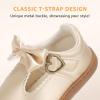 image:imageSTQ Toddler Girls Mary Jane Dress Shoes  Wide Toe Box amp Zero Drop Sole for Healthy First Walking  NonSlip T Strap Bow Ballet Flats for School Uniforms Weddings amp PartiesGold
