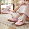 image:imageSTQ Toddler Girls Mary Jane Dress Shoes  Wide Toe Box amp Zero Drop Sole for Healthy First Walking  NonSlip T Strap Bow Ballet Flats for School Uniforms Weddings amp PartiesPink