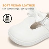 image:imageSTQ Toddler Girls Mary Jane Dress Shoes  Wide Toe Box amp Zero Drop Sole for Healthy First Walking  NonSlip T Strap Bow Ballet Flats for School Uniforms Weddings amp PartiesAll White