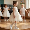 image:imageSTQ Toddler Girls Mary Jane Dress Shoes  Wide Toe Box amp Zero Drop Sole for Healthy First Walking  NonSlip T Strap Bow Ballet Flats for School Uniforms Weddings amp PartiesAll White