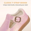 image:imageSTQ Wide Toe Box Toddler Mary Jane Dress Shoes Zero Drop Girls Ballet Flats for Party School Uniform with Hook and LoopsPink