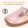 image:imageSTQ Wide Toe Box Toddler Mary Jane Dress Shoes Zero Drop Girls Ballet Flats for Party School Uniform with Hook and LoopsPink