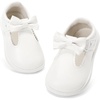 image:imageSTQ Toddler Girls Mary Jane Dress Shoes  Wide Toe Box amp Zero Drop Sole for Healthy First Walking  NonSlip T Strap Bow Ballet Flats for School Uniforms Weddings amp PartiesAll White