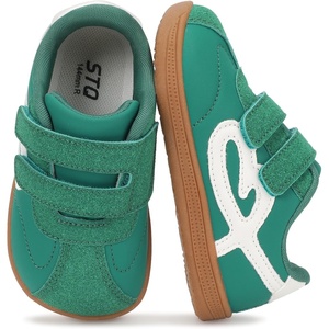 image:imageSTQ Wide Toe Box Toddler Girls Sneaker Non Slip Barefoot Walking Shoes with Hook and LoopGreen