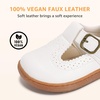 image:imageSTQ Wide Toe Box Toddler Mary Jane Dress Shoes Girl Ballet Flats  Wide toe box for natural splay Zerodrop barefoot sole Soft PU upper Hook amp loop Tstrap Nonslip TPR outsoleWhite