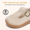 image:imageSTQ Wide Toe Box Toddler Mary Jane Dress Shoes Girl Ballet Flats  Wide toe box for natural splay Zerodrop barefoot sole Soft PU upper Hook amp loop Tstrap Nonslip TPR outsoleSand