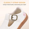 image:imageSTQ Wide Toe Box Toddler Mary Jane Dress Shoes Girl Ballet Flats  Wide toe box for natural splay Zerodrop barefoot sole Soft PU upper Hook amp loop Tstrap Nonslip TPR outsoleWhite