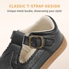 image:imageSTQ Wide Toe Box Toddler Mary Jane Dress Shoes Girl Ballet Flats  Wide toe box for natural splay Zerodrop barefoot sole Soft PU upper Hook amp loop Tstrap Nonslip TPR outsoleBlack