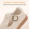 image:imageSTQ Wide Toe Box Toddler Mary Jane Dress Shoes Girl Ballet Flats  Wide toe box for natural splay Zerodrop barefoot sole Soft PU upper Hook amp loop Tstrap Nonslip TPR outsoleSand
