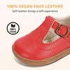 image:imageSTQ Wide Toe Box Toddler Mary Jane Dress Shoes Girl Ballet Flats  Wide toe box for natural splay Zerodrop barefoot sole Soft PU upper Hook amp loop Tstrap Nonslip TPR outsoleRed