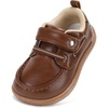 image:imageSTQ Toddler Dress Shoes Boys Wide Toe Box Loafers Boat for School Church  Barefoot ZeroDrop Hook and Loop Design Flexible NonSlip Sole amp Lightweight Reinforcement Upper for Uniform Wedding CasualBrown
