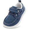 image:imageSTQ Toddler Dress Shoes Boys Wide Toe Box Loafers Boat for School Church  Barefoot ZeroDrop Hook and Loop Design Flexible NonSlip Sole amp Lightweight Reinforcement Upper for Uniform Wedding CasualDenim Blue