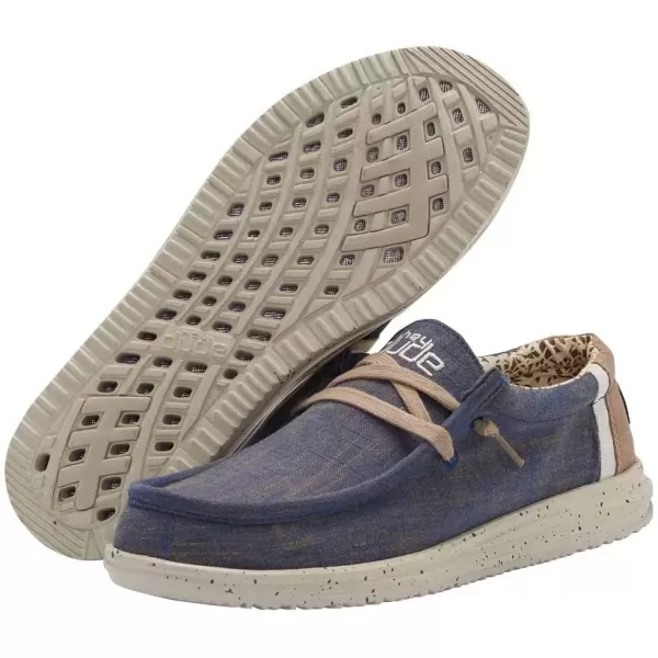 imageHey Dude Mens Wally Funk  Mens Shoes  Mens Lace Up Loafers  Comfortable ampamp LightWeightNatural Blue