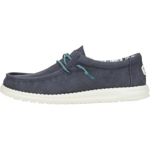 imageHey Dude Mens Wally Canvas  Mens Loafers  Mens Slip On Shoes  Comfortable ampamp LightWeightWaxed Navy