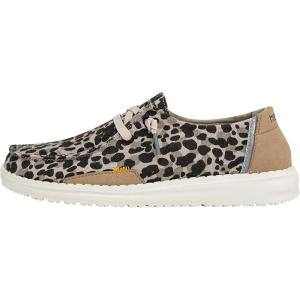 imageHey Dude Womens Wendy Linen  Womens Shoes  Womens Lace Up Loafers  Comfortable ampamp LightWeightLeopard Beige