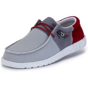 imageHey Dude Mens All Wally Styles  Mens Shoes  Mens Lace Up Loafers  Comfortable ampamp LightWeightFunk Dark Grey Red