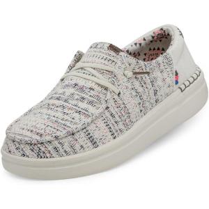 imageHey Dude Womens Wendy Rise Peacock  Womens Shoes  Womens Lace Up Loafers  Comfortable ampamp LightWeightBoho White