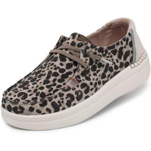 imageHey Dude Womens Wendy Rise Peacock  Womens Shoes  Womens Lace Up Loafers  Comfortable ampamp LightWeightJungle Beige