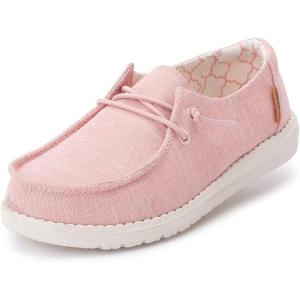 imageHey Dude Girls Wendy Youth Multiple Sizes ampamp Colors  Girls Shoes  Girls Lace Up Loafers  Lightweight ampamp ComfortableLinen Cotton Candy