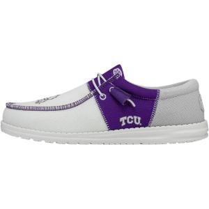 imageHey Dude Mens Wally NCAA  Mens Shoes  Mens Slipon Loafers  Comfortable ampamp LightWeightTcu PurpleWhite