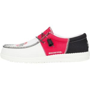 imageHey Dude Mens Wally NCAA  Mens Shoes  Mens Slipon Loafers  Comfortable ampamp LightWeightThe Ohio State RedBlack