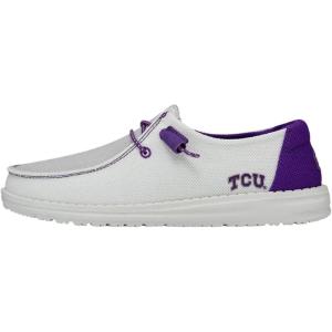 imageHey Dude Womens Wendy NCAA  Womens Shoes  Womens Slipon Loafers  Comfortable ampamp LightWeightTcu PurpleWhite