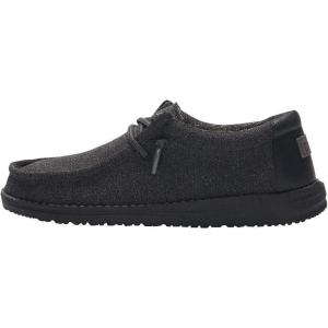 imageHey Dude Boys Wally Youth Multiple Colors  Boys Shoes  Boys Lace Up Loafers  Comfortable ampamp LightWeightBasic Black