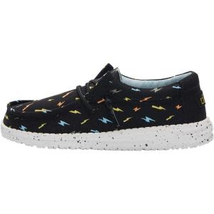 imageHey Dude Boys Wally Youth Multiple Colors  Boys Shoes  Boys Lace Up Loafers  Comfortable ampamp LightWeightBlack Flash